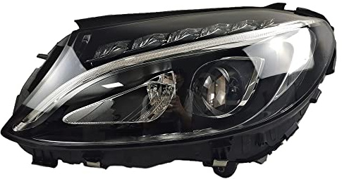PUREUV Autozubehör, LED-Lampe, kompatibel mit Mercedes Benz C-Klasse W205 C260 C200 C300 Scheinwerfer Original One-Linsen-Scheinwerfer-Baugruppe 2015–2018 (Farbe: mit Modul, Größe: linke Seite)
