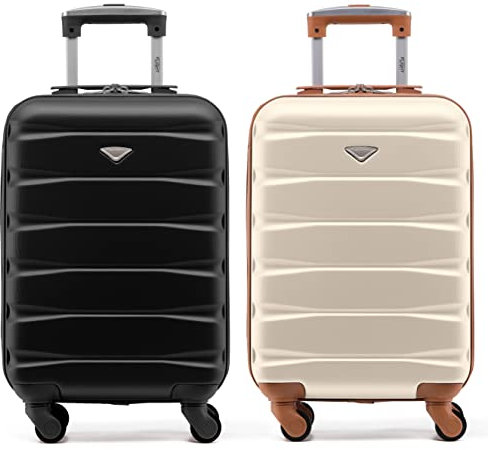 Flight Knight 2er-Set Leichte 4-Rad-abs-hartschalenkoffer Handgepack, Zugelassen Fur Uber 35 Fluggesellschaften, Einschließlich Easyjet, Maximale Große Fur KLM Und Air France 55x35x25cm