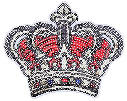 HOBBIESAY 10 Stück Kronen Gestickte Applikationen König Königin Kleidung Kleidungsstücke Aufnäher Mit Pailletten Eisen Nähen Rot Schwarz Flicken Heißkleber Applikationen Aufkleber Für Stoff Jacke DIY