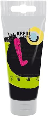 KREUL 43316 - Kids Art Kinder-Künstlerfarbe, Schwarz 75 ml Tube, Schulmalfarbe auf Wasserbasis, matte deckende Bastelfarbe für Leinwand, Papier und Karton, vegan