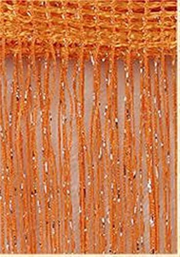Fadenvorhang,Perlenvorhang 40 Glitter Fransen String Vorhang Glänzend Quaste Flash Silber Linie String Vorhang Fenster Panel Raumteiler Fliegenschirmtür Hängen ( Color : Orange , Size : 100x200cm )