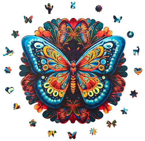 Milliwood Holzpuzzle - Elusive - 206 Teile - Puzzle Tiere ab 8 Jahren - Mandala Puzzle für Erwachsene und Kinder - Jigsaw Puzzle aus Holz 32x32 cm - Puzzle Puzzle Natur mit Holz Geschenkbox