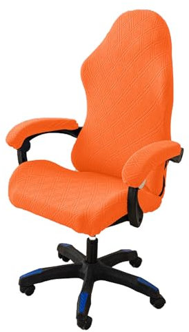 ZRCYXDW éLastique Housses De Chaise De Jeu, Ergonomique Housse De Chaise De Bureau Spandex Amovible Lavable Housses De Chaise De Gaming avec Housses D'accoudoirs-Orange-Large