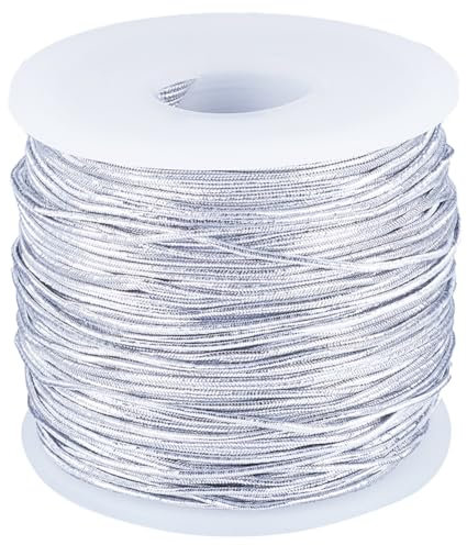 GORGECRAFT 110M Argento Metallizzato Corda Elastica Bracciale Elastico Spago Perline Filo Decorativo per Gioielli Intrecciati In Cristallo Bracciale con Perline Collane Intrecciatura Decorativa