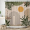 ASDCXZ Tenda da doccia boho 120 x 180 cm, moderna, astratta, stile boho, verde, foglie, arancione, sole, cachi, beige, bagno, lavabile, in poliestere, impermeabile, per vasca da bagno con 8 ganci