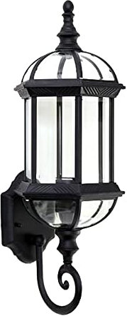 KAUITOPU E27 Retro Wandlampe, Glas Metall Wandleuchte für Drinnen Draußen Restaurant Café Klassisch Nostalgisch （Keine Glühbirne） (Schwarz)