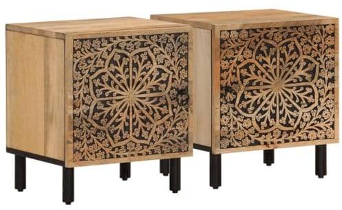 vidaXL Nachttische 2 STK. 40x33x46 cm Massivholz Mango