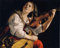 HASWEX Bilder Moderne Bilder Moderne Druck Leinwand Malerei Junge Frau spielt Geige Orazio Gentileschi für Wohnzimmer-Dekor60x90cm