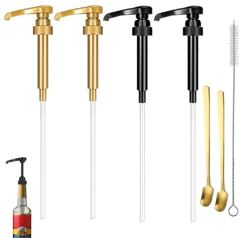 YCWUOFYO Syrup Pump, 6 Pcs Reusable Coffee Syrup White Coffee Syrup Pump Pump Bar Pumps fits Most 750ml/25.4 OZ Syrup Bottle Coffee Syrup Pump Dispenser and a Brush for Home, Bar, and Drink Mixing