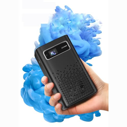 PLABNK Mini Projector (4K HD),3D Bluetooth Projector, Remote Control,180ANSI, Automatic Keystone Correction, Built in 8000mAh Battery, Compatible With Type-c/USB/HDMI,Black