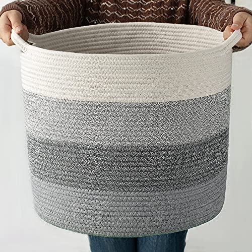 COSYLAND Korb für Decken - Aufbewahrungskorb Kinder - Korb Aufbewahrung Geflochten - Körbe Aufbewahrung - Storage Basket für Kinderzimmer 40x40x25.5cm (Grau)