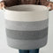 COSYLAND Cesto portabiancheria in cotone naturale - Pieghevole con manici portabiancheria sporca - Cesta portabiancheria per bagno, camera da letto e cameretta - 40x40x25.5cm (Grigio-Bianco)
