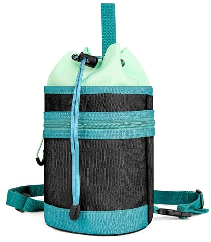Linkidea Half Gallon Water Bottle Carrier with Strap Compatible with 64oz YETI Rambler Bottle, Hydro Flask, Waterbottle Sling Bag Holder, Shoulder Strap with Phone Pocket, Black & Blue
