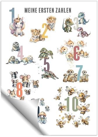 artissimo, Kinder-Poster, PE6724-DR, 50x70cm, XXL Lern-Poster: Meine ersten Zahlen, 123, Tiere, Tierbabys, beliebt bei Kindern in Kindergarten und Vorschule zum zählen lernen