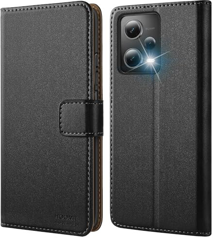 HOOMIL MagFlip Series Funda para Xiaomi Redmi Note 12 Pro 5G/Xiaomi Poco X5 Pro 5G, Carcasa Cuero Premium - Negro