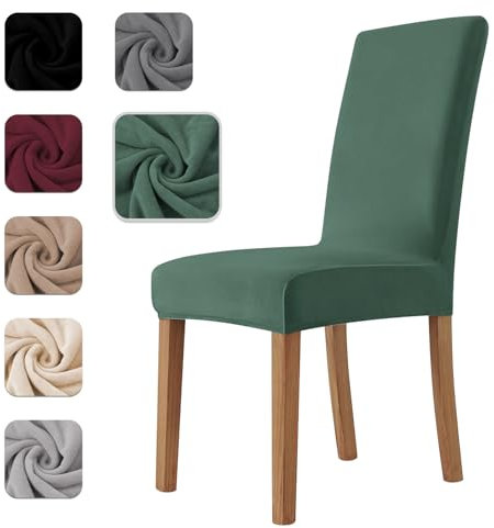 Homebliss Stuhlhussen 6er Set Stretch,Stuhlhussen Schwingstühle Elastisch für Esszimmer- und Küchenstühle, Stuhlbezug Sehr Weich Bequem Kratzfest Grün