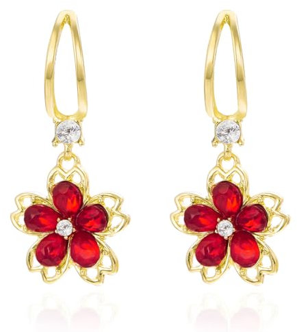 Fdeety Boucles D'Oreilles Fleur Pendantes En Cristal Élégantes Et Raffinées Pour Femmes Bijoux Mode Accessoires De Soirée Et Événements Spéciaux Longueur 3.5 Cm Couleur Vert Émeraude