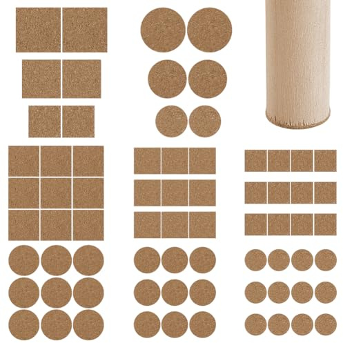 AHANDMAKER 220 Stück Selbstklebende Korkpads Möbel- & Bodenschutz | 6 Verschiedene Designs, Stoßdämpfer für Schubladen und Schränke, Nutzbar als Tischuntersetzer im Homeoffice
