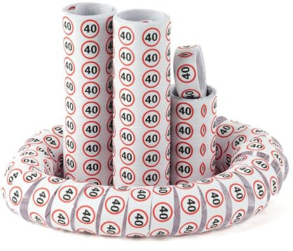 Tiwoca Deko zum 40. Geburtstag – rot-weiße Luftschlangen mit Verkehrsschild-Optik Zahl 40 – Ausgefallene Geburtstagsdeko und lustige Geschenkideen für Männer und Frauen