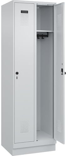 C + P Möbelsysteme C+P | Spind Evolo Plus | 2 Abteile | lichtGrau | B 600 mm | mit Bodensockel | Drehriegel
