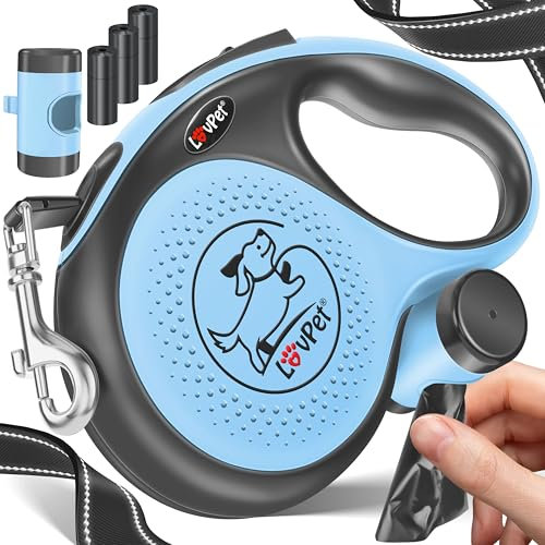 LOVPET® Hunde Rollleine 8m | Hundeleine für kleine & große Hunde 50kg | Ausziehbare Leine ergonomischer & Rutschfester Griff | Joggingleine 360° Leinenverlängerung | Laufleine Reflektierenden Maschen