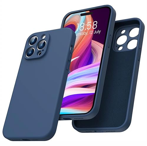 elexal Liquid Silicone Case Designed for iPhone 13 Pro Max Case, Individual Protection for Each Lens Full Body Covered Thickened Rubber Shockproof Phone Case iPhone 13 Pro Max - 6.7 inch (Blue)