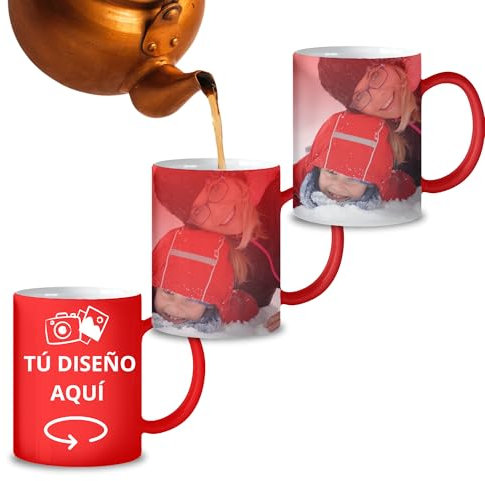 Fresh-KO -Taza Personalizada Magica | Taza Magica | 325ml | Apta para lavavajillas y microondas | Regalos Personalizados | Regalos Originales Para Hombre | Regalo original (Rojo)