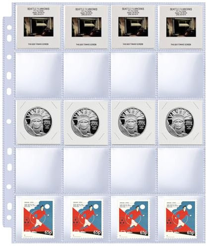 Paquete de 30 fundas de 600 bolsillos de 2 x 2 pulgadas, páginas de colección de sellos resistentes para carpeta de 3 anillos, 20 bolsillos para fotos, fundas organizadoras de fotos de carga superior,