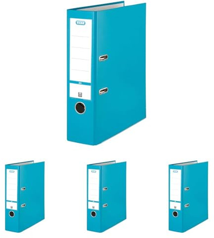 Elba Ordner A4, smart Pro, 8 cm breit, Kunststoff außen, türkis (Packung mit 4)