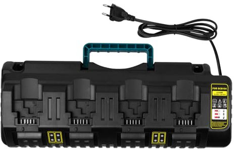 KEATFE Caricabatterie Dewalt 18V XR DCB104, 4 porte 3.0A 12V20V MAX agli ioni di litio con 2 porte USB 2.1A per batteria Dewalt 18V DCB, caricabatterie di ricambio per serie DCB, ecc.
