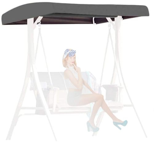 KDTRKH Outdoor Swing Canopy Replacement, Patio Chair Top Cover for Swing, Waterproof UV Resistant Swing Canopy Seat Top Sunproof Protection Cover,Grey,213x122x18/23cm