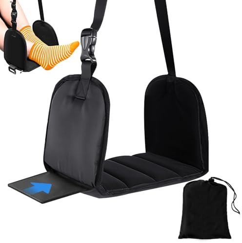 DGMI - Repose-pieds pour avion - Hamac portable de voyage - Repose-pieds réglable en hauteur - Repose-pieds sous le bureau - Pour voyage, voiture, train, bureau, longs vols