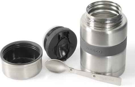 wenco Edelstahl Lunchpot 750 ml mit Löffel, Thermobehälter für Essen – Ideale Warmhaltebox für Kinder und Erwachsene, To-Go Suppenbehälter für Mittagessen unterwegs