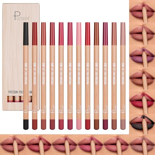 LOPHE 12 Couleurs Lipliner Crayon Set,Nude Crayons à Lèvres,Crayon à Lèvres Onctueux et Crémeux,Imperméable à l'Eau Lèvres Maquillage Soft Pencil Durable Mat Lisse Ultra Fine Lipliner,C