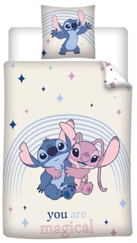 Stitch and Angel Magical Duvet Cover 140 x 200 cm + Pillowcase 65 x 65 cm Disney Girl