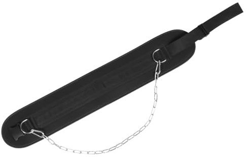 Verstellbarer Klimmzuggürtel mit Kette aus Nylon und Eisen | Schwarz, Konturiertes Design mit Breiter Schnalle, 1 Stück für Gewichtstraining