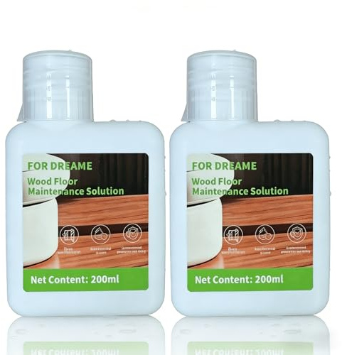 Solution de Soin for Sol en Bois de Robot Serpillère, 200ml x 2 Bouteilles, Nettoyant Nourrissant et Protecteur, Compatible avec Dreame X50/X40/X30/H14/H12 Pro Formule à Mousse Faible