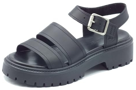 Timberland 0A2EJM Stone Street Backstrap Black Sandalen für Damen aus schwarzem Leder, Schwarz , 36 EU