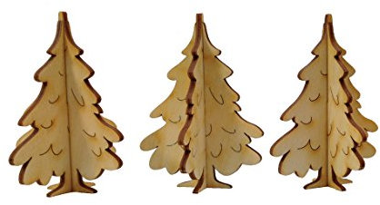 Petra's Bastel-News 3 Stecksätze aus Holz für 3-D Tannenbäume Höhe: ca. 10 cm, Natur, 28 x 19 x 5.5 cm