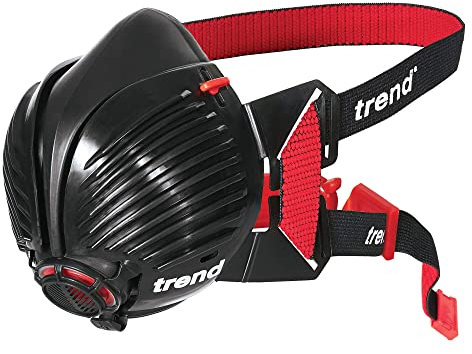 Trend SM Stealth Mascarilla antipolvo P3 respirador reutilizable, APF20 X WEL, incluye filtros reemplazables, colores surtidos (negro/rojo o negro/verde), pequeño mediano, STEALTH/SM