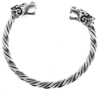 Windalf Großer Männer Armreif ARACOR Ø 6.5 cm Mit 2 Wolfsköpfen Freundschafts-Schmuck 925 Sterlingsilber