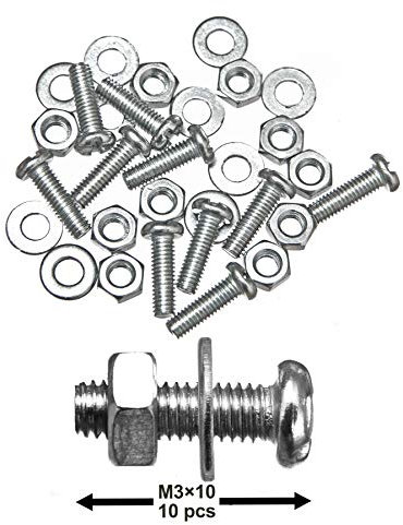 Packung mit 10 Sets M3 x 10 mm (1/8 Zoll x 13/32 Zoll) Schrauben, Muttern und Unterlegscheiben – Stahl-Rundkopf-Design – hochwertig für den privaten und industriellen Gebrauch