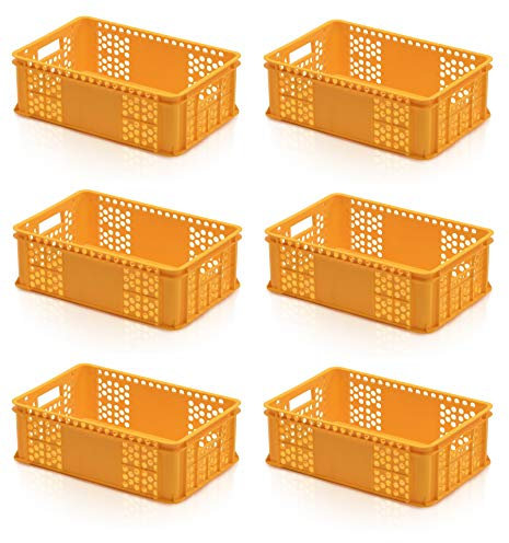 6x Bäckerkiste 60 x 40 x 20 gelb * Gemüsekiste durchbrochen Eurobehälter Süßwaren Bäcker