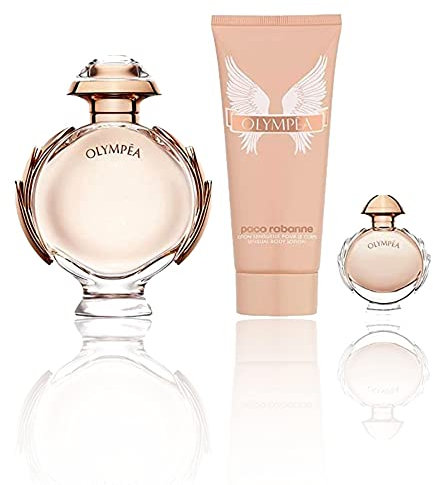 Paco Rabanne OLYMPEA Eau de Parfum Spray 50ml, Travel Spray 10ml & Body Lotion 75ml Gift Set
