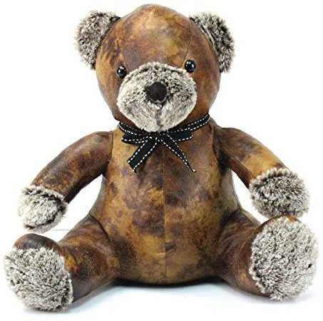 Lesser & Pavey Faux Leather Teddy Doorstop – Weighted Decorative Animal Door Stop for Home – Stylish Brown Teddy Bear Design Keeps Doors Secure – Practical and Charming Home Accessory or Gift