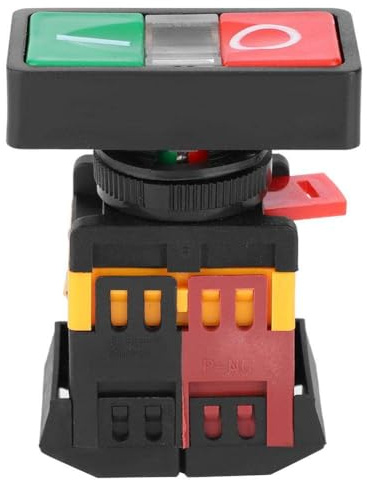 Interruttore a pulsante doppio, interruttore a pulsante AS-22/25N con pulsante momentaneo accensione/spegnimento della luce LED 73 x 55 x 28 mm 24 V/220 V/380 V (220 V)