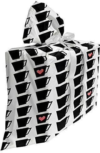 ABAKUHAUS Moderno Bolsa de Regalo para Baby Shower, Té, café Tazas Corazones Arte, Tela Estampada con 3 Moños Reutilizable, 70 cm x 80 cm, Del gris y rosa