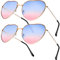 Boao 2 Paar Hippie-Brillen, herzförmige Sonnenbrillen für Hippie-Kostüme, roségoldener Rahmen, Gläser mit Farbverlauf von Blau zu Rosa