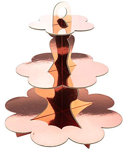 Générique - PRÉSENTOIR 3 ÉTAGES EN CARTON ROSE GOLD 34CM