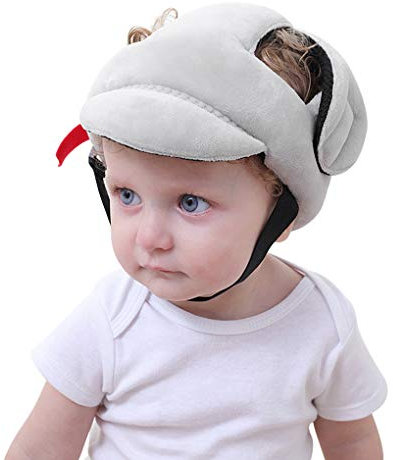 Baby Kopfschutz Schutzhelm Atmungsaktiv Sicherheit Baumwolle Schutzkappe Kopfschutzmütze Kopfschutzkappe Verstellbar Babyhelm Geschirre Hut für 3-24 Monate Baby Kleinkind Lernen Laufen und Sitzen